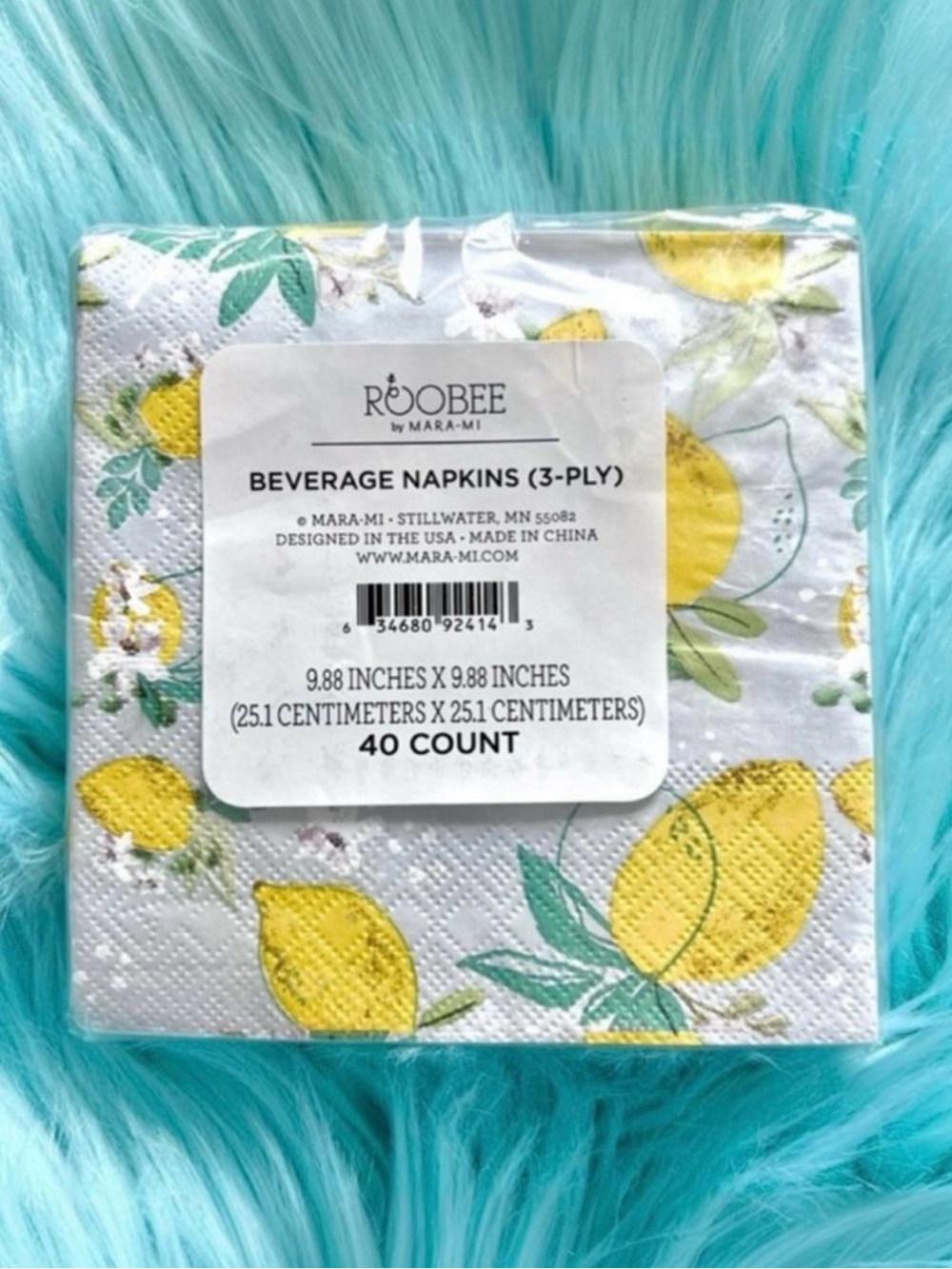 Mara-Mi Lemon Print Napkins 3-Ply 40 Count Party Decor - Picture 4 of 4